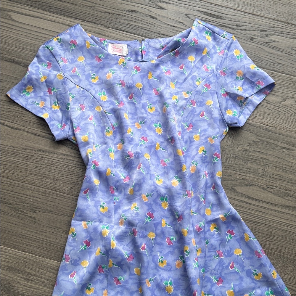 Blowing Bubbles | Vintage 1980’s Light Purple Floral A-Line Dress Flowy Large - Picture 4 of 12